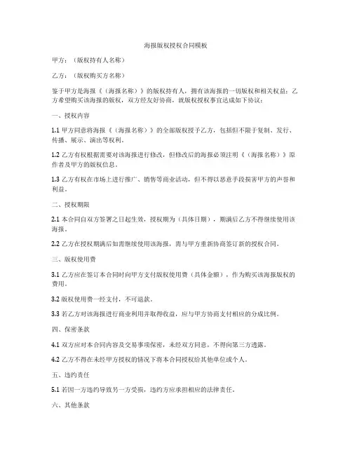 海报版权授权合同模板