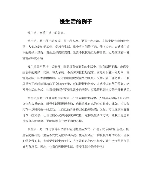 慢生活的例子