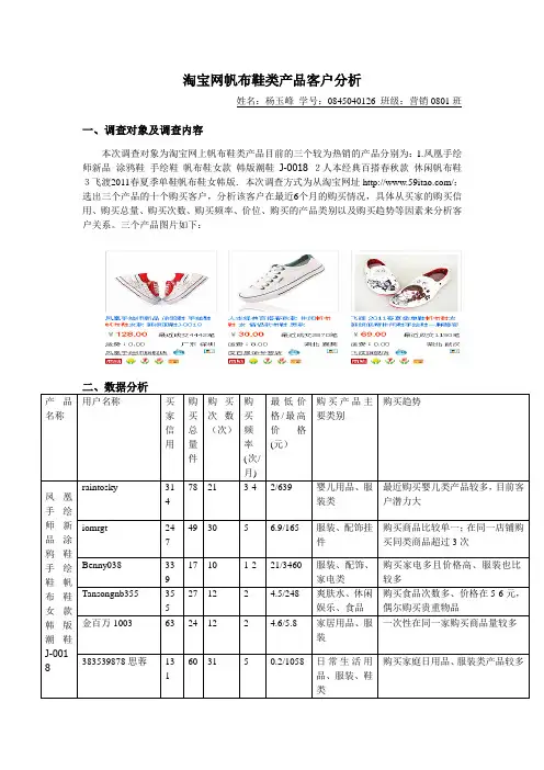 淘宝网帆布鞋类产品客户分析