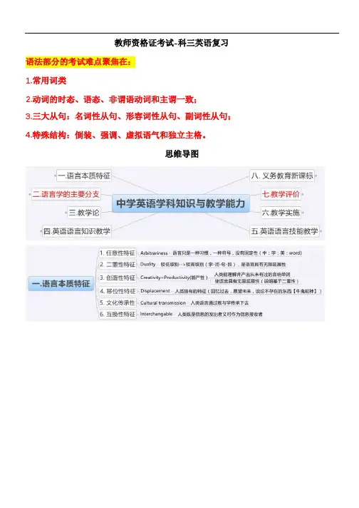 教师资格证考试科三英语全部复习汇总
