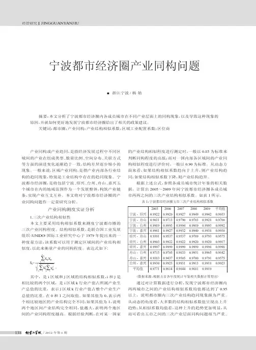 宁波都市经济圈产业同构问题