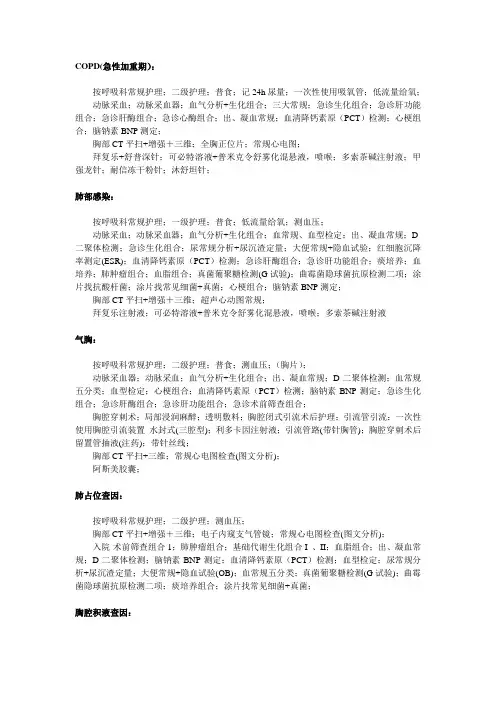 呼吸科常用医嘱