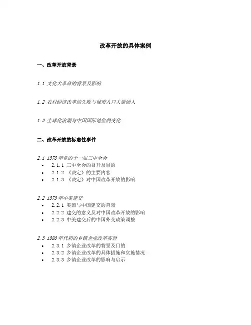 改革开放的具体案例