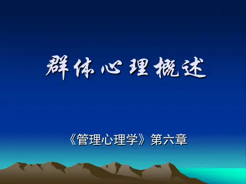 群体心理概述《管理心理学》