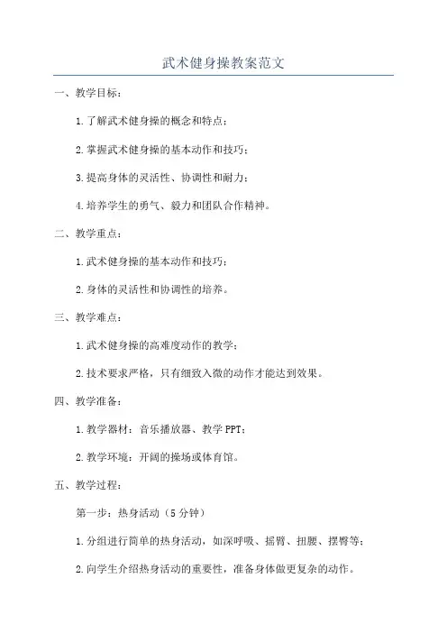 武术健身操教案范文