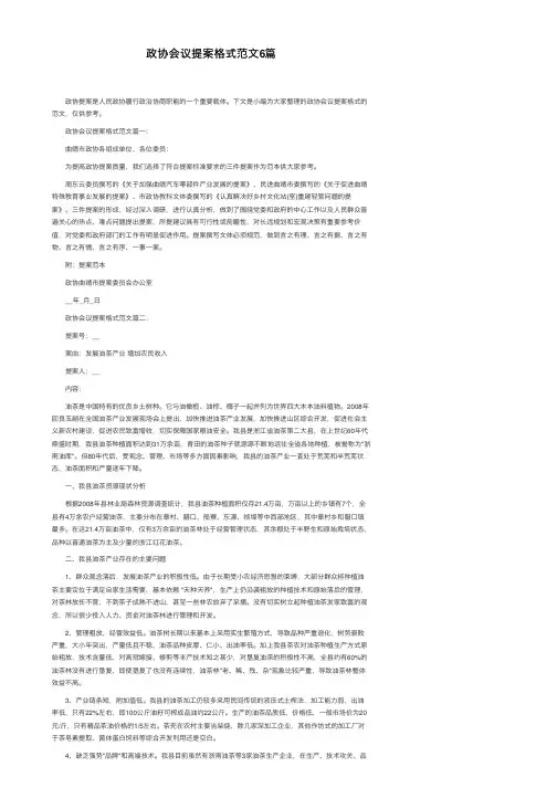 政协会议提案格式范文6篇