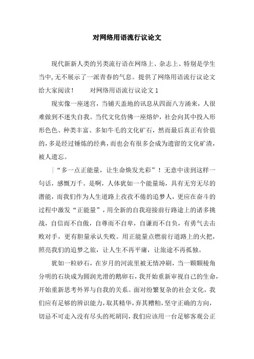 对网络用语流行议论文