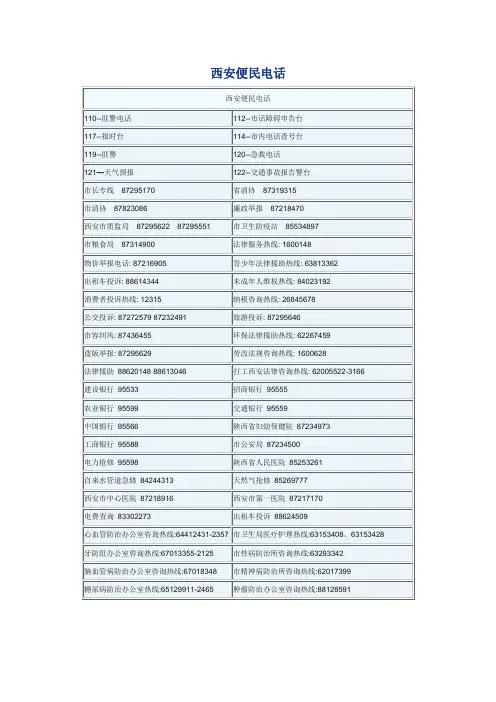 西安便民电话