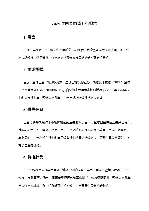 2024年白金市场分析报告