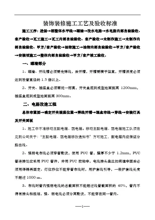 装饰装修施工工艺及验收标准.