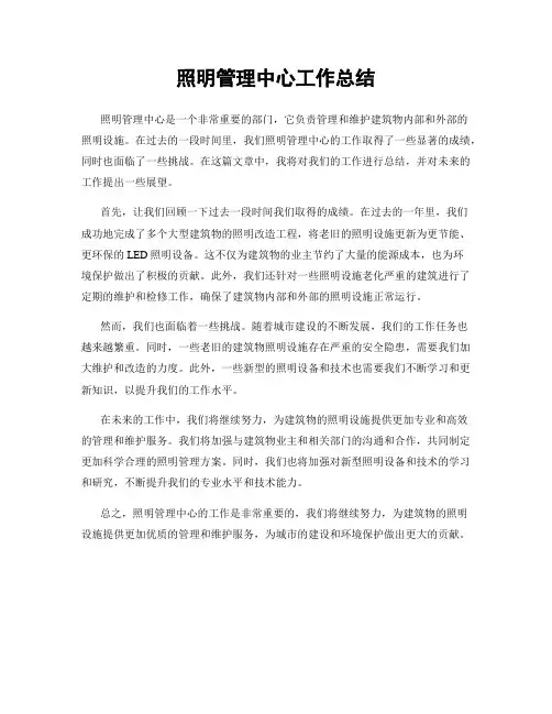 照明管理中心工作总结