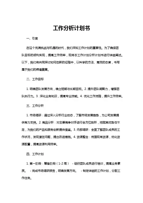 【工作计划】工作分析计划书