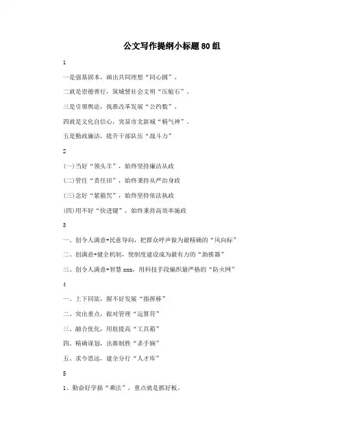 公文写作提纲小标题80组