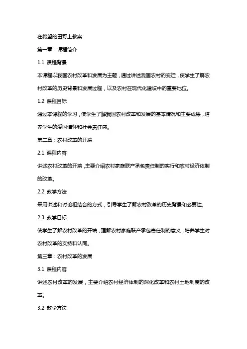 在希望的田野上教案