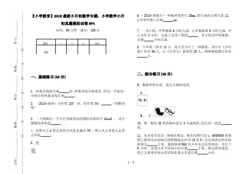 【小学教育】2019最新小升初数学专题：小学数学小升初真题模拟试卷3V4