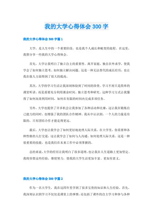 我的大学心得体会300字