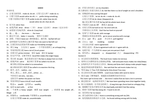 人教版新目标九年级英语unit11单词补充,重点句子