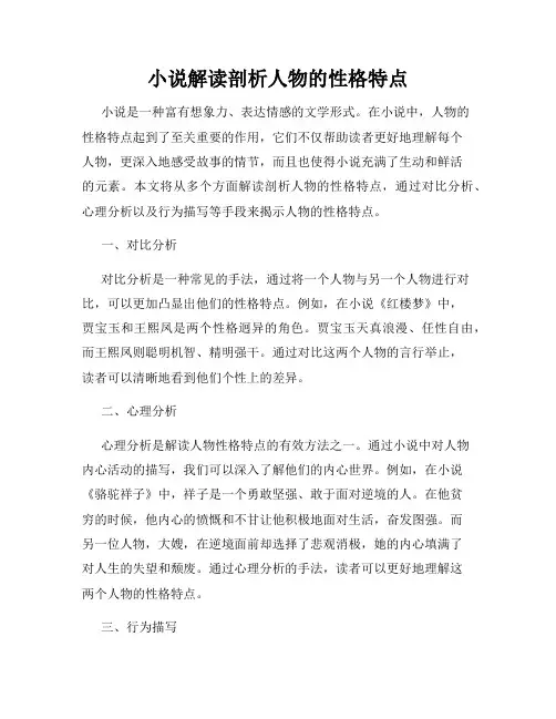 小说解读剖析人物的性格特点