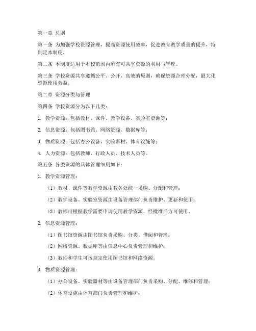 学校资源共享管理制度
