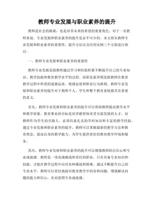 教师专业发展与职业素养的提升