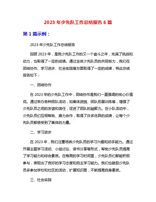 2023年少先队工作总结报告6篇
