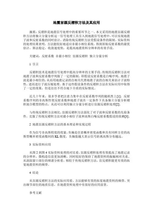地震盲源反褶积方法及其应用