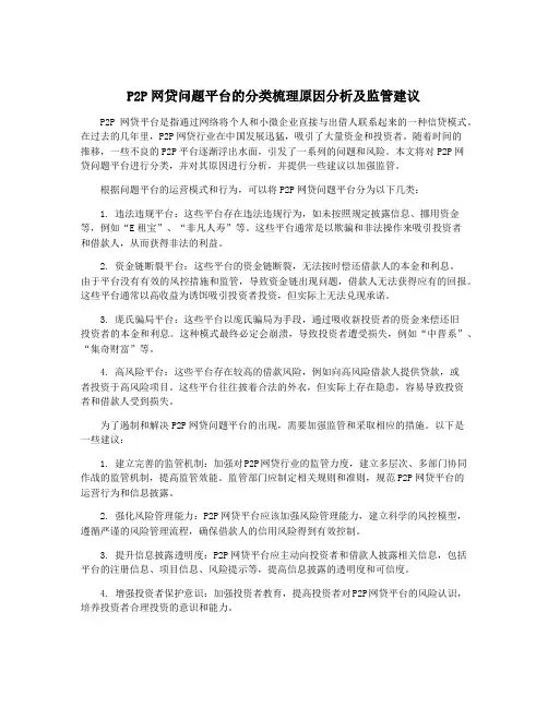 P2P网贷问题平台的分类梳理原因分析及监管建议