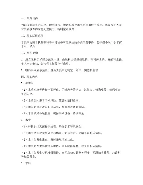 眼科手术应急预案