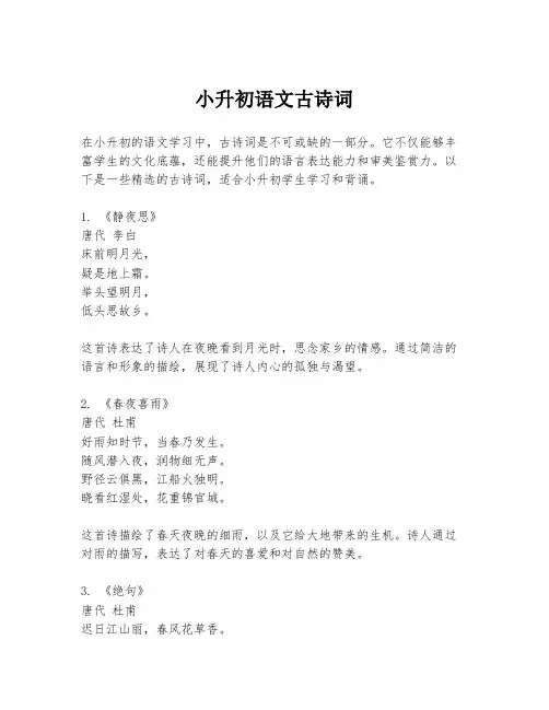 小升初语文古诗词
