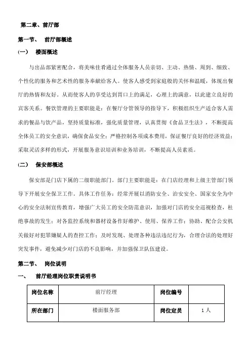 前厅运营手册