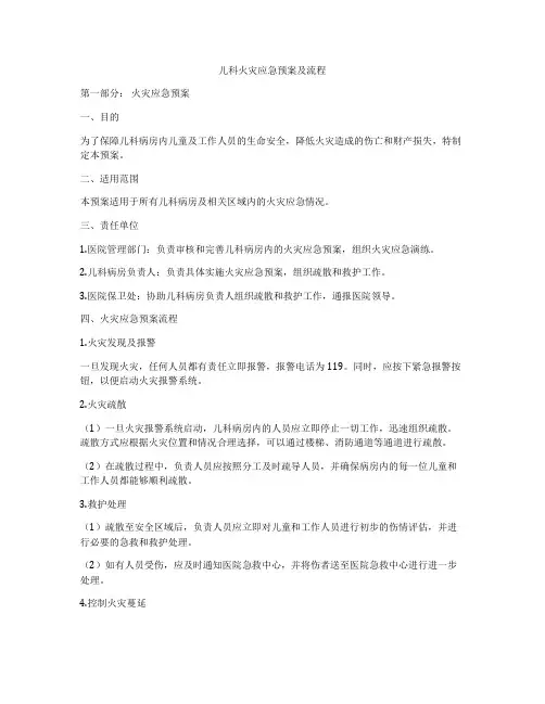 儿科火灾应急预案及流程