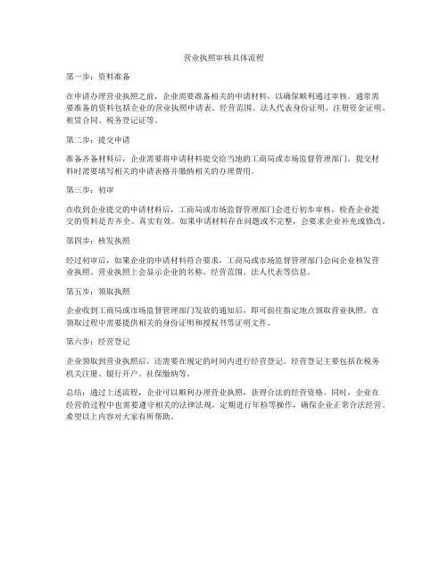 营业执照审核具体流程