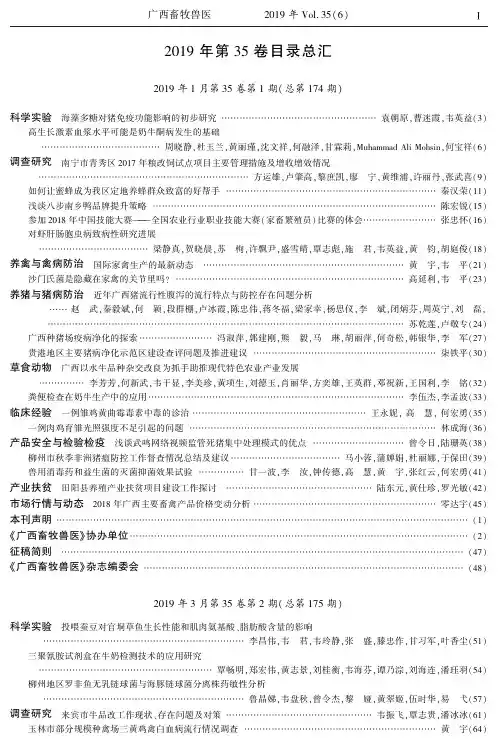 2019年第35卷目录总汇