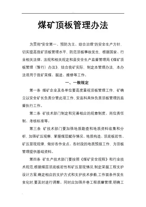 煤矿顶板管理办法