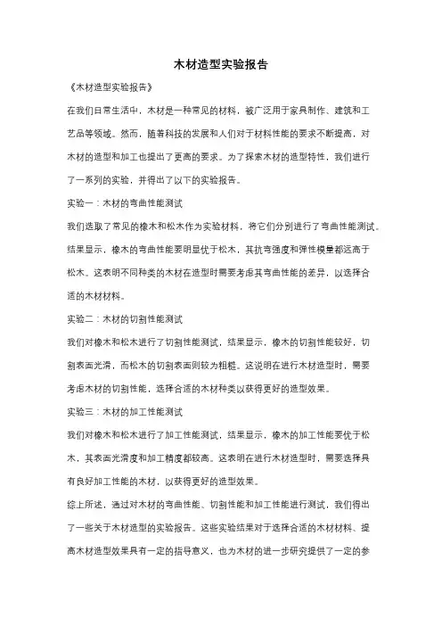 木材造型实验报告