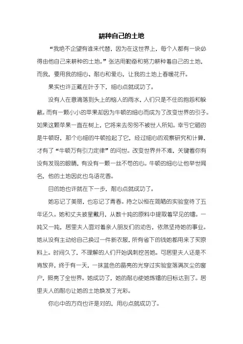 高三作文：耕种自己的土地作文800字_5