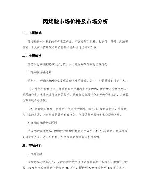 丙烯酸市场价格及市场分析