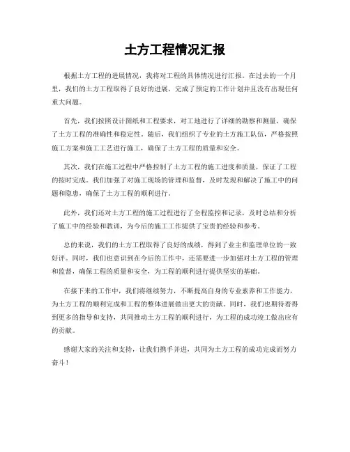 土方工程情况汇报