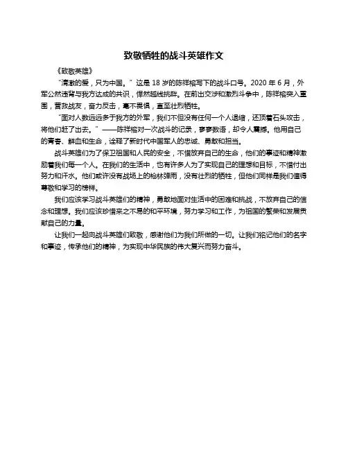 致敬牺牲的战斗英雄作文