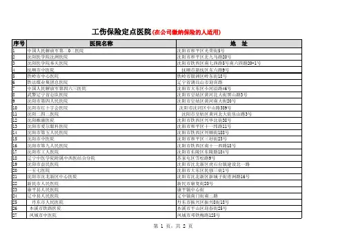 工伤定点医院明细