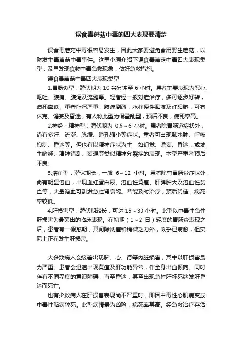 误食毒蘑菇中毒的四大表现要清楚