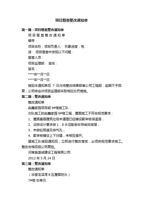 项目督查整改通知单