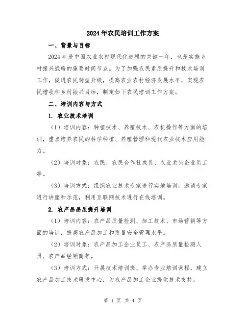 2024年农民培训工作方案