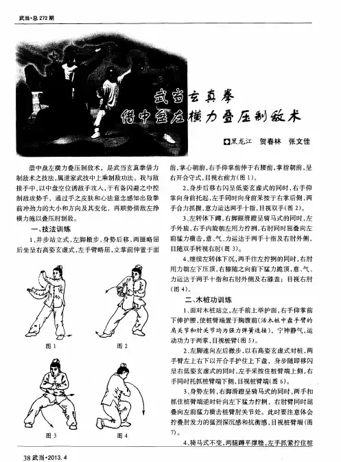 武当玄真拳借中盘左横力叠压制敌术