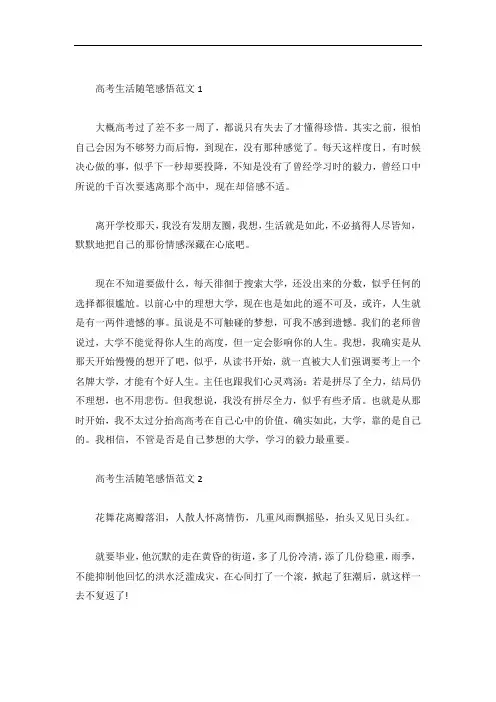 高考生活随笔感悟范文