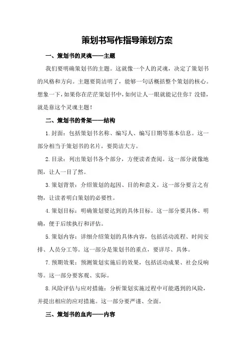 策划书写作指导策划方案