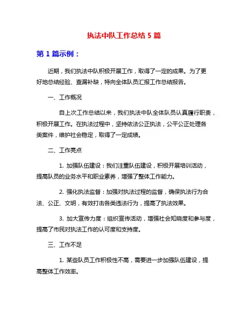 执法中队工作总结5篇