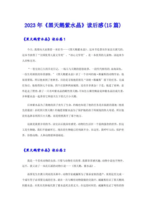 2023年《黑天鹅紫水晶》读后感(15篇)
