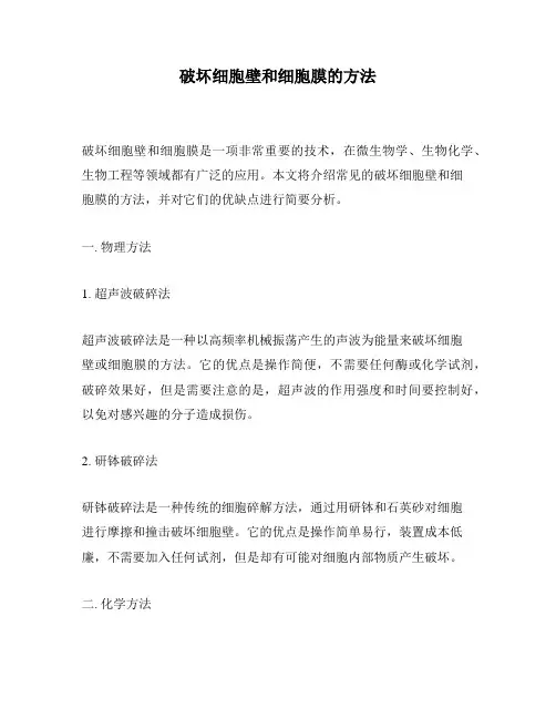 破坏细胞壁和细胞膜的方法