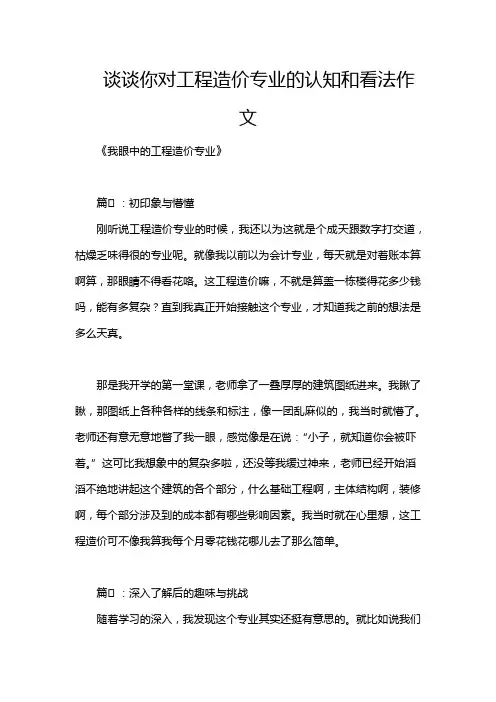 谈谈你对工程造价专业的认知和看法作文